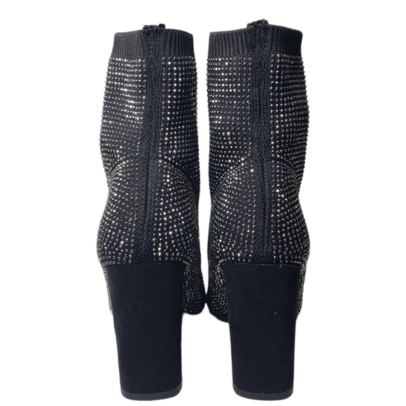Material Girl Baybe Black Sequin Pull-On Closed Toe Pointed Bootie Sz 5.5M - Picture 7 of 11